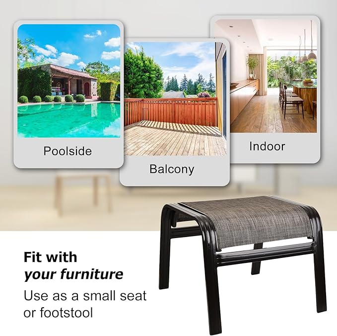 Patio Outdoor Ottoman Footstools Assembled Aluminum Footrest Side Table Small - Image 6
