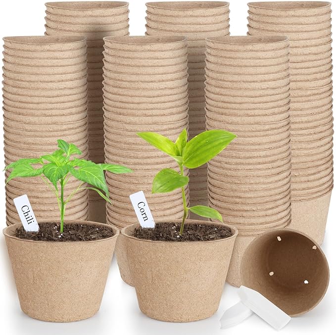 132 Pack Organic Peat Pots, 4 Inch Nursery Pot, Round Plant Seedling Pots by ModaSin