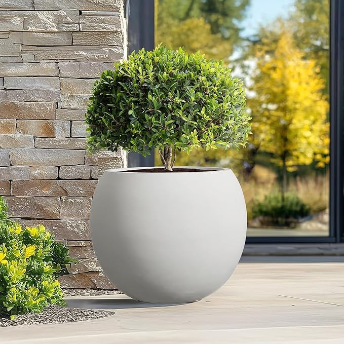 13.5 H x 17" Dia Round Fiberstone Planter - Image 8