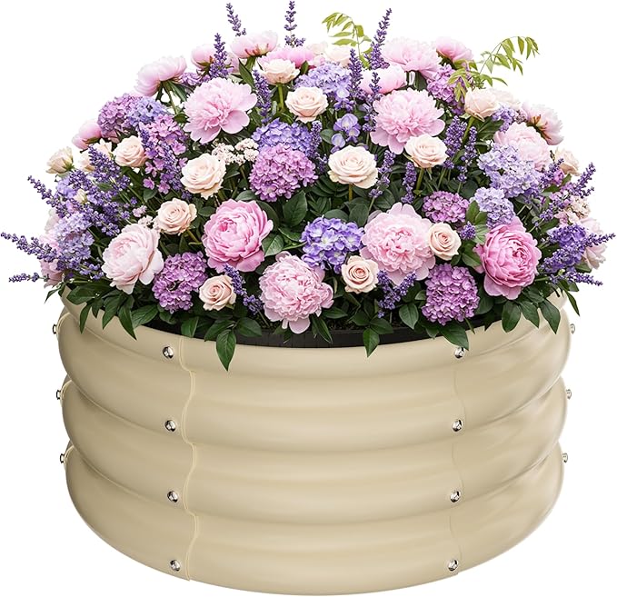 ZXZYHFTY Round Galvanized Raised Garden Bed kit, Round Large Metal Raised by ZXZYHFTY