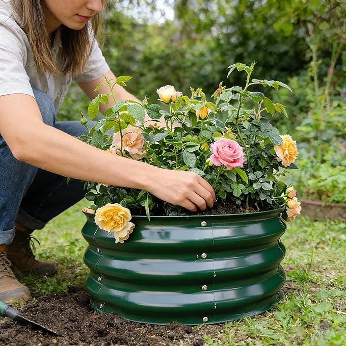 GARDMAX 2x2x1FT Galvanized Round Raised Garden Bed Kit, Metal Planter Boxes - Image 8
