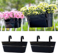 LaLaGreen Outdoor Plants Rail Planter Black Metal Iron Hanging Flower Oval Pots by L%C3%A1L%C3%A1Green