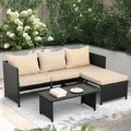 Valita 3-Piece Outdoor PE Rattan Furniture Set Patio Black Wicker Conversation by Valita
