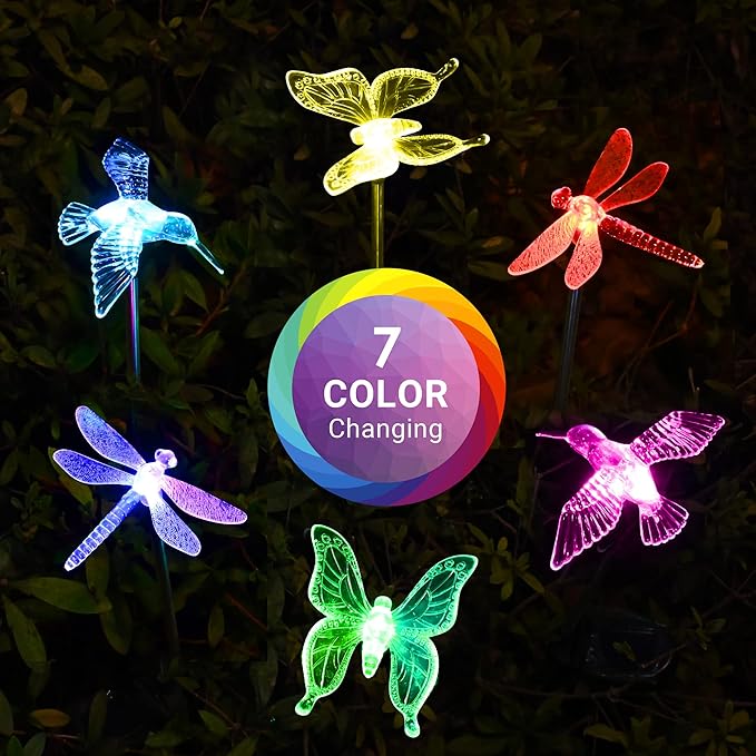 SOLPEX Solar Garden Lights, 3 Pack Solar Butterfly Lights Yard Decorations - Image 2