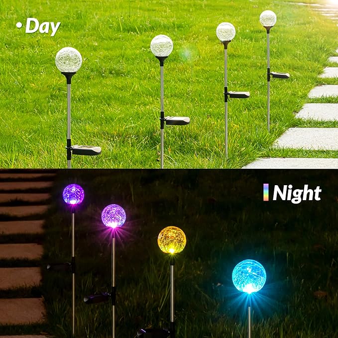 SOLPEX Solar Garden Lights 3 Pack, Solar Lights Outdoor Decorative, Solar Globe - Image 3