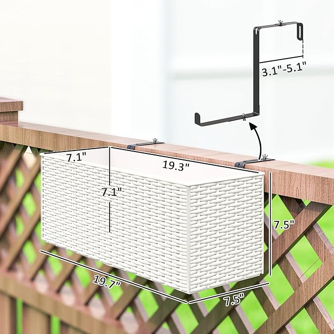 Outsunny Railing Planter Box, Hanging Flower Pots - Image 3