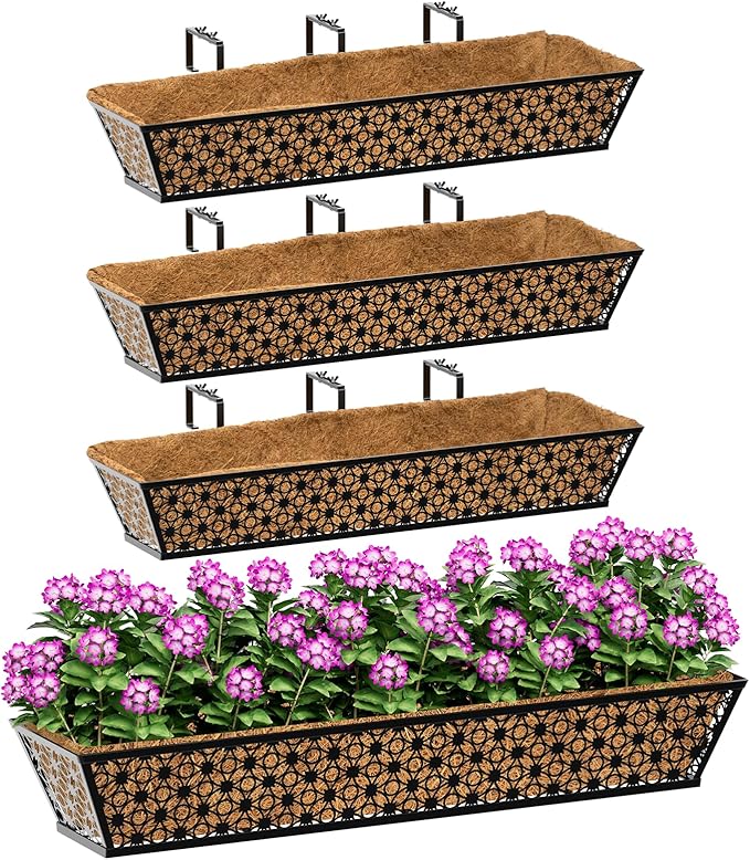 SPECILITE 30" Window Boxes Planters, Heavy Duty Metal Railing Planter Boxes by SPECILITE