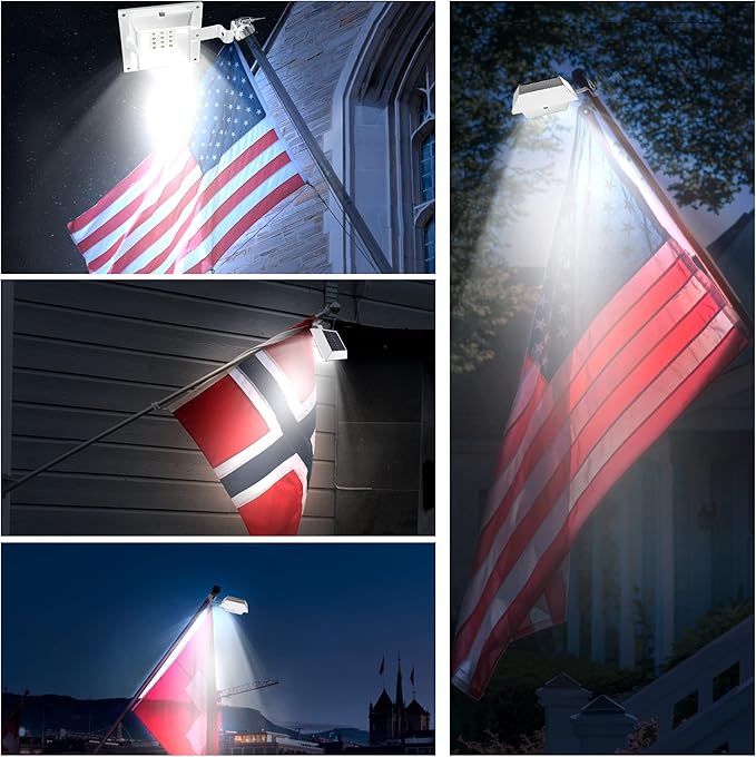 Solar Flag Pole Light, Bright White 6000k Flagpole Light Upgrade Solar Powered - Image 7