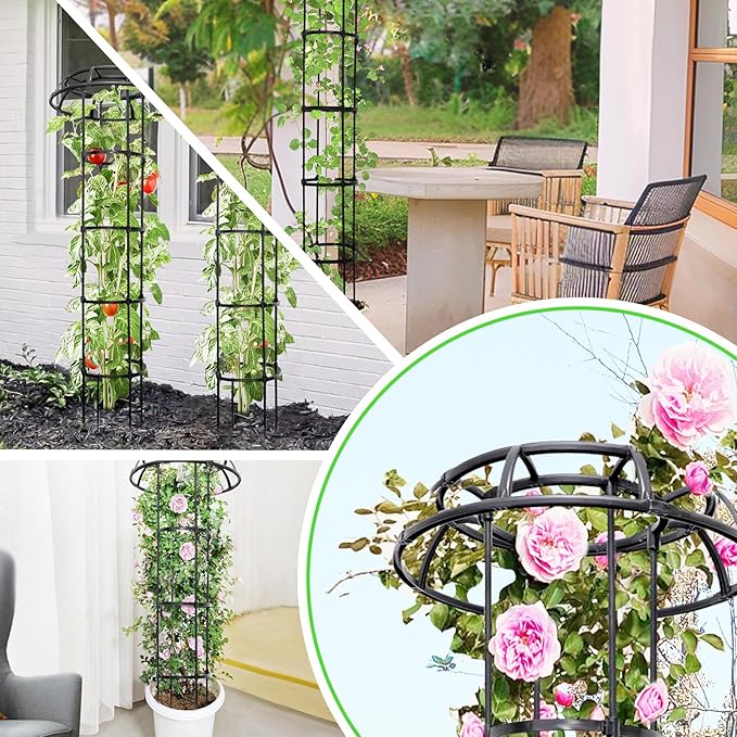 2-Pack 77-Inch Garden Trellis for Climbing Plants, Heavy-Duty Metal Obelisk - Image 7