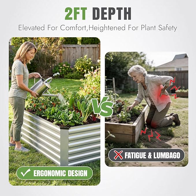 INNO STAGE 4x2x2ft Galvanized Raised Garden Bed, Raised Garden Bed Kit-Metal - Image 2