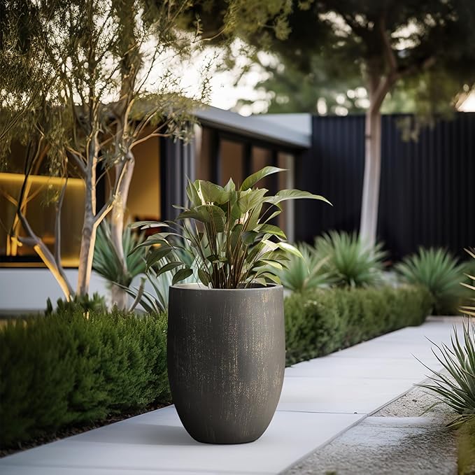 Kante Tall Concrete Planter, 21.7-Inch Height Antique Bronze Large Indoor - Image 4