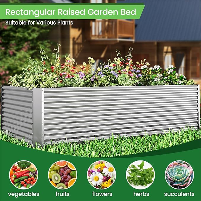 FRIZIONE 3pcs Tall 4x2x1.5ft Galvanized Raised Garden Bed Outdoor, Steel Garden - Image 4