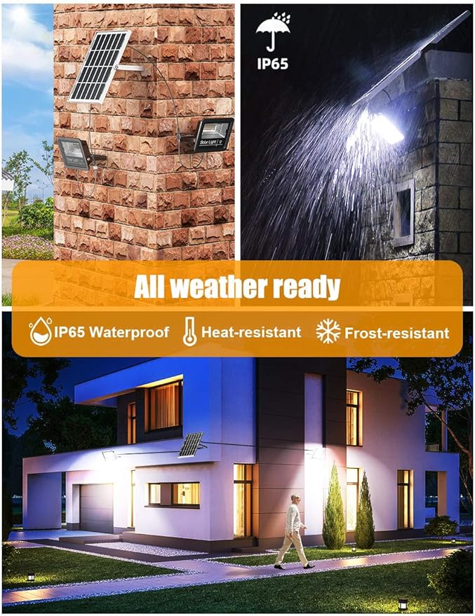 Solar Flood Light Outdoor 1000LM Dual 6000K Bright White Floodlights Ip65 - Image 6