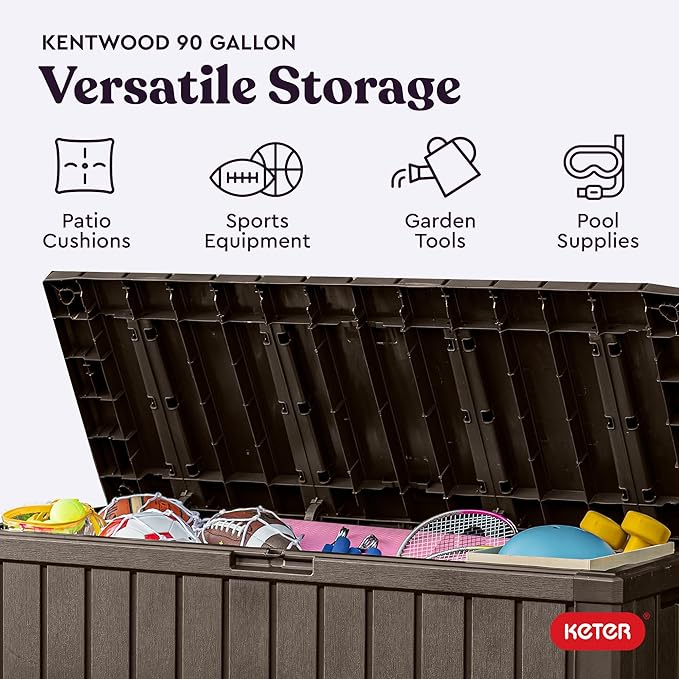 Keter Kentwood 92 Gallon Resin Deck Box-Organization and Storage - Image 4