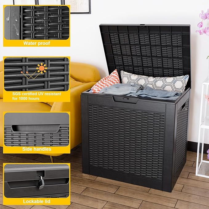37 Gallon Outdoor Deck Box, Lockable Waterproof Outdoor Storage Boxes - Image 2