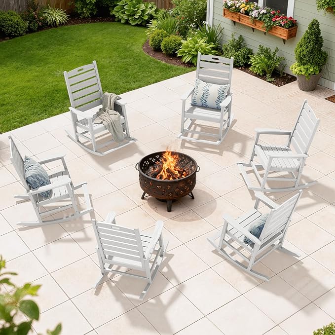SERWALL Outdoor Rocking Chair Set of 2, Oversized Rocking Chair - Image 11