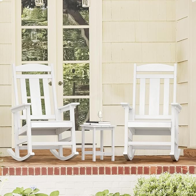LUE BONA Outdoor Rocking Chairs Set, HDPS Poly Porch Rockers - Image 2