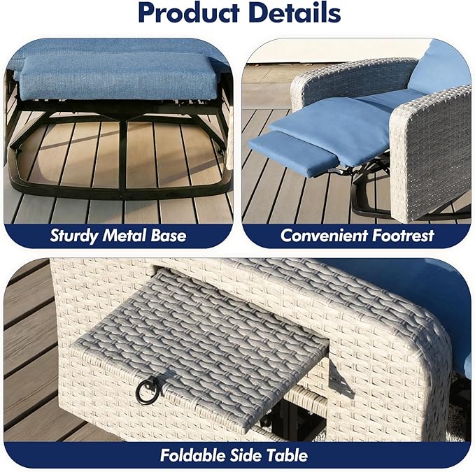 Outdoor Recliner Chair, Wicker Patio Recliners - Image 7