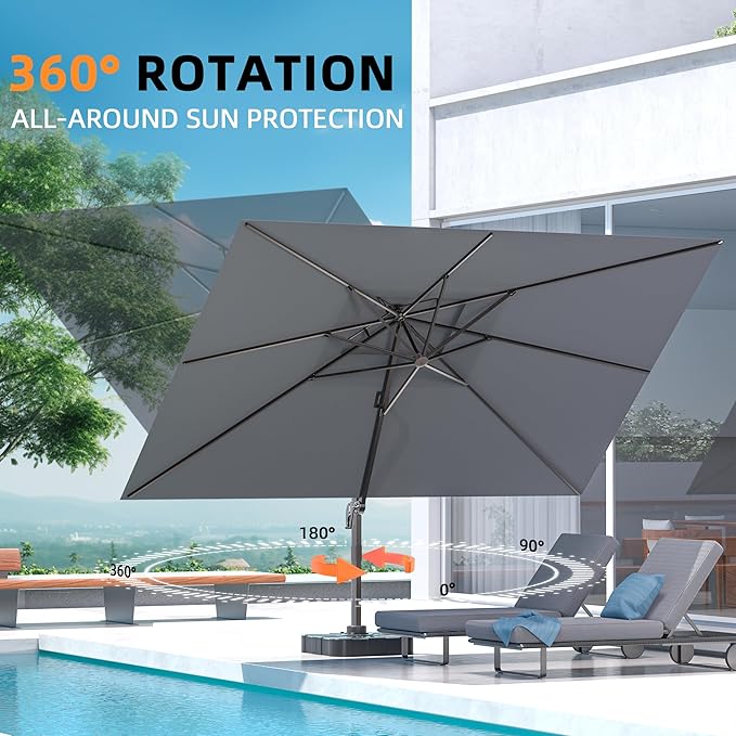 9' X 12' Cantilever Outdoor Patio Umbrellas Double Top Large Rectangle Umbrella - Image 5
