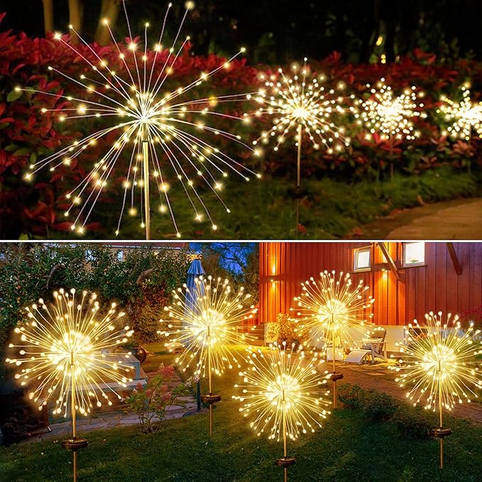 JJGoo Outdoor Solar Lights Firework, 2 Pack 120 LEDs Waterproof Solar Lights - Image 5