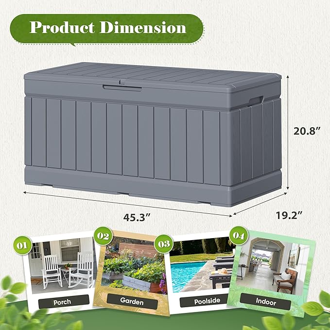 Flamaker Outdoor Storage Box 80 Gallon Resin Waterproof Deck Box Delivery Box - Image 3