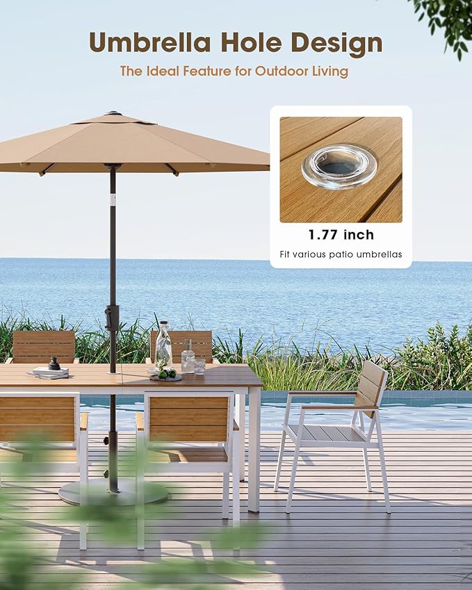 Outdoor Patio Dining Table, Aluminum & HDPS Outdoor Table - Image 3