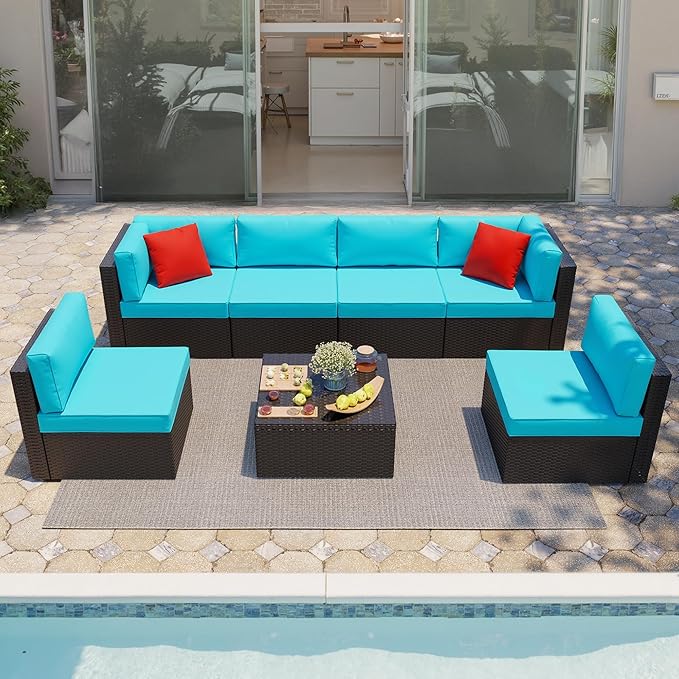 Shintenchi 7 Pieces Patio Furniture Sets Outdoor All-Weather Sectional Patio by Shintenchi