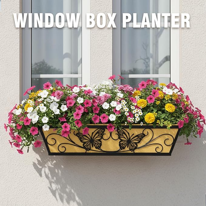 6 Pack 24 Inch Window Boxes Planter Railing Planters Box - Image 2