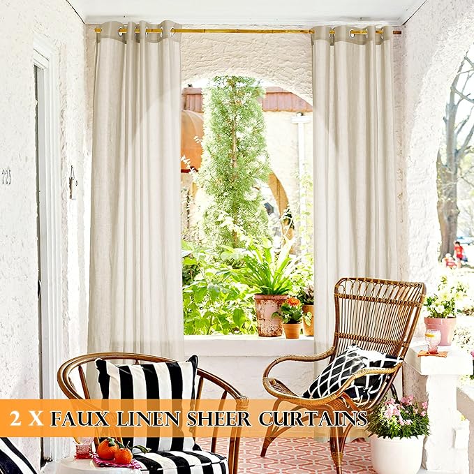 RYB HOME 2 Panels Outdoor Sheer Curtains - Image 3
