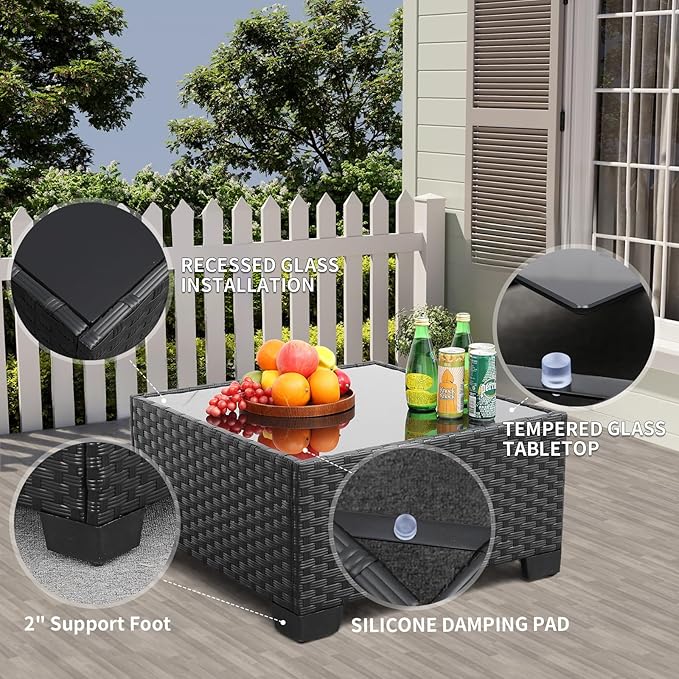 9 Pieces Outdoor Sectional All-Weather Wicker Patio Furniture Set Patio - Image 5