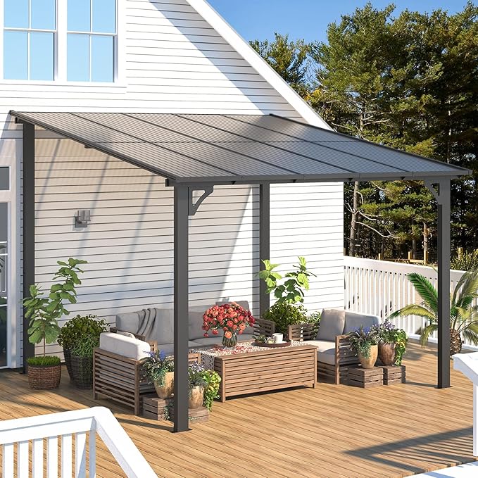 AECOJOY 10’ x 10’ Gazebo, Wall Mounted Gazebos Pergola on Clearance, Outdoor - Image 4