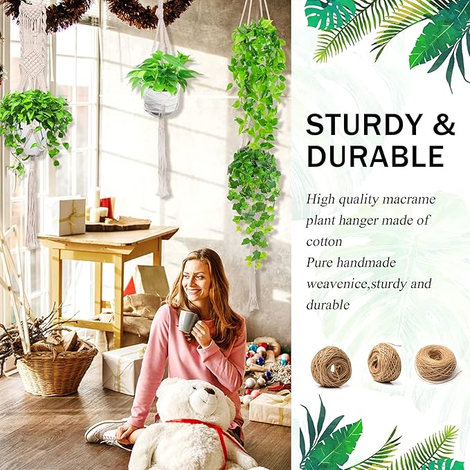 IGaiety Macrame Plant Hanger, 7 Pack Plant Hanger Indoor Hanging Planters - Image 7