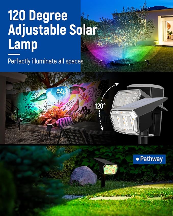 Solar Spot Lights Outdoor, 9 Lighting Modes RGB, Solar Lights Outdoor - Image 7