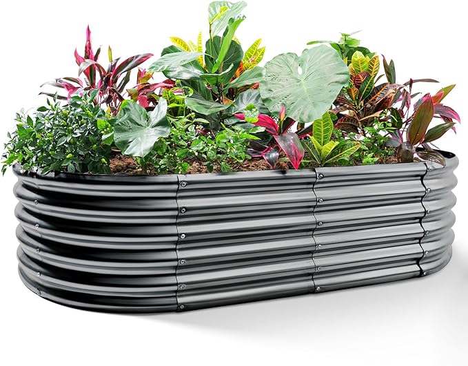 Land Guard 6x3x1.5ft Galvanized Raised Garden Bed Kit, Metal Planter Boxes by LandGuard
