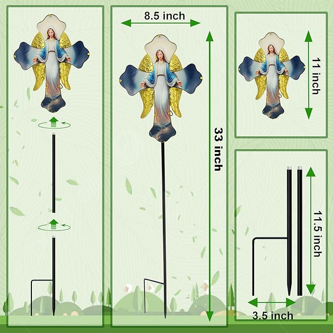 Solar Virgin Mary Cross Garden Lamp - Image 2
