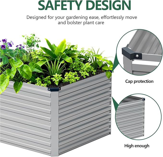 Vengarus 4x2x2FT Galvanized Raised Garden Bed Kit, Outdoor Metal Planter Box - Image 3