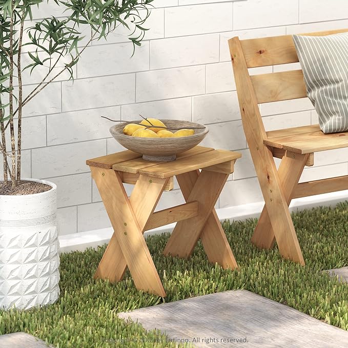 Furinno Tioman Outdoor Side Table Flower Stand, Pine Wood - Image 2
