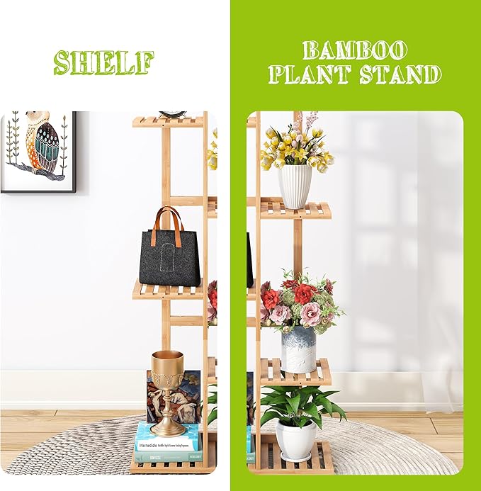 BMOSU Bamboo Plant Stand for Indoor Outdoor Plants Corner Tall Plant Shelf 6 - Image 5