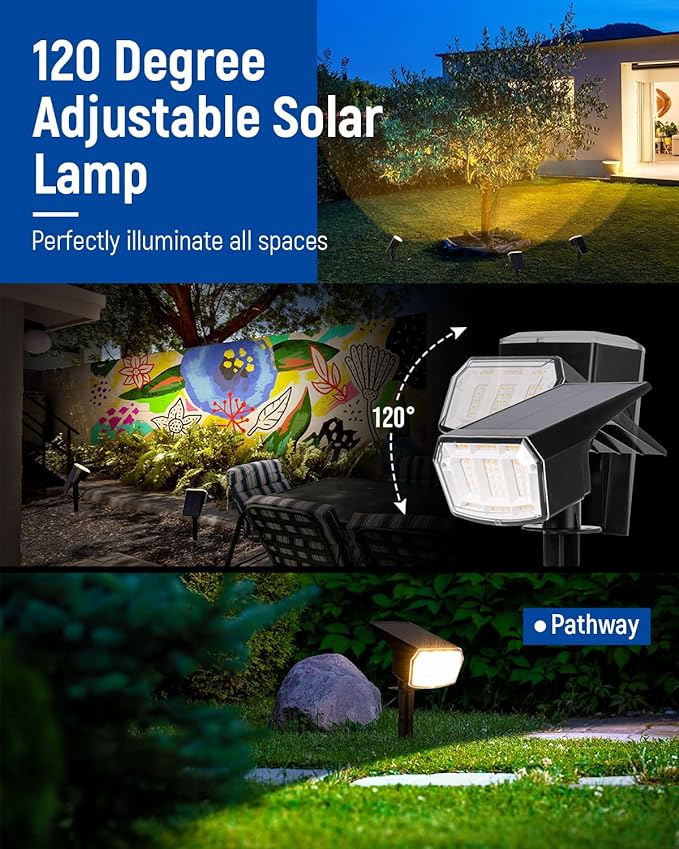 Solar spotlights Outdoor 63 LED 3 Lighting Modes, IP65 Waterproof Lighten Yard - Image 4