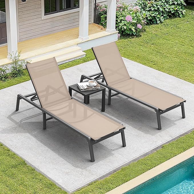 ONBRILL Aluminum Chaise Lounge Chair Outdoor, Foldable & Assembly Free Outdoor - Image 8
