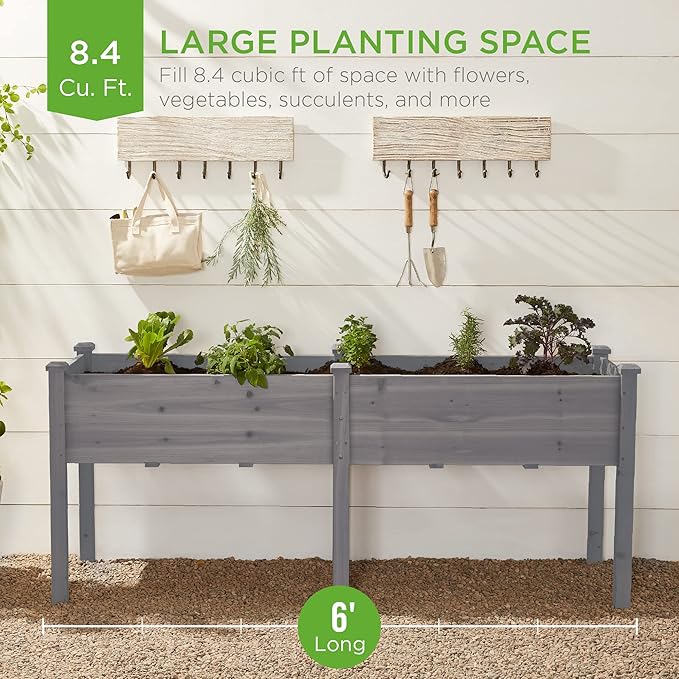 Best Choice Products 72x24x30in Raised Garden Bed, Elevated Wood Planter Box - Image 2