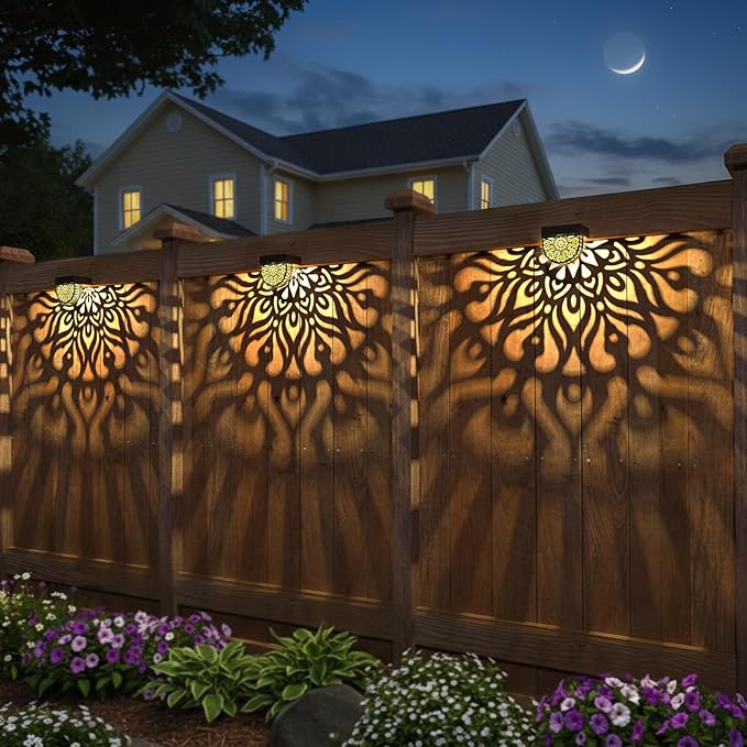 6 Pack Solar Fence Lights Outdoor Wall Lights Plastic Solar Powered Deck Step - Image 4