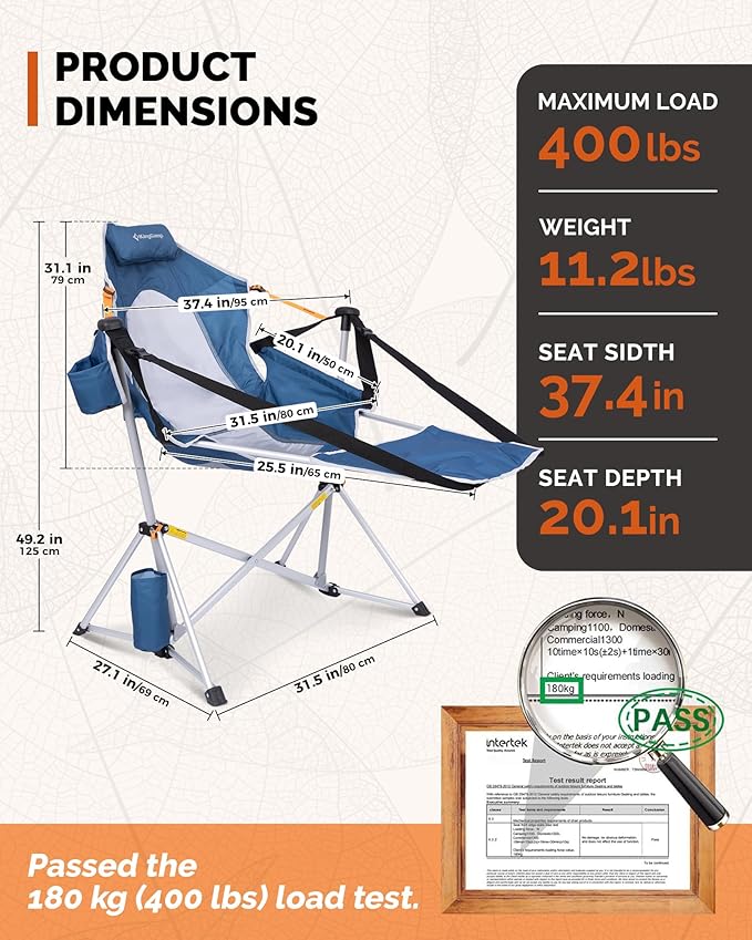 KingCamp Hammock Chair with Footrest – Heavy Duty Swinging Rocking Camping - Image 2