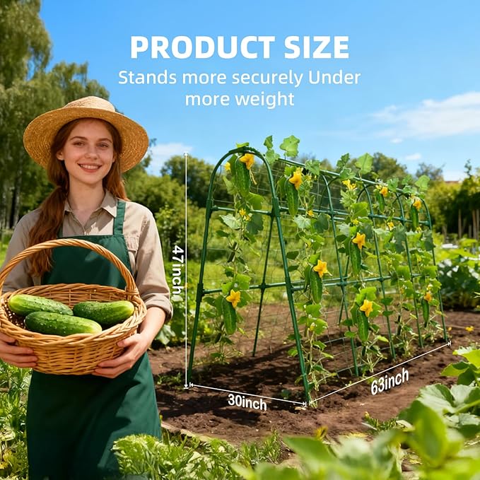 Cucumber Trellis for Raised Bed, U-Shape Garden Arch Metal Support for Climbing - Image 3