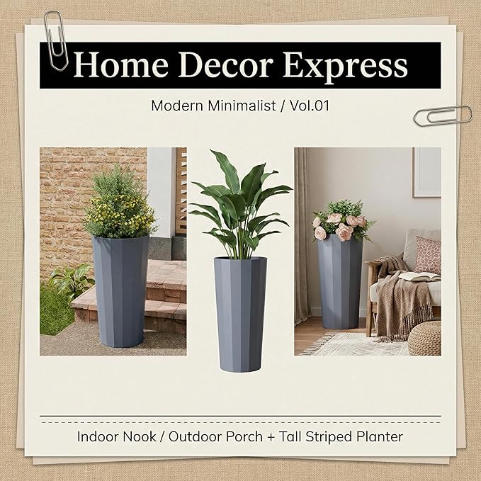 23.6" H Tall Planters for Outdoor Plants, 2 Pack Large Outdoor Planters for - Image 9