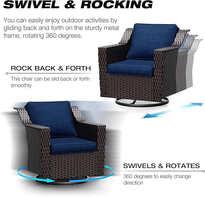Joyside Swivel Patio Chairs Set of 2, Wicker Patio Furniture - Image 3
