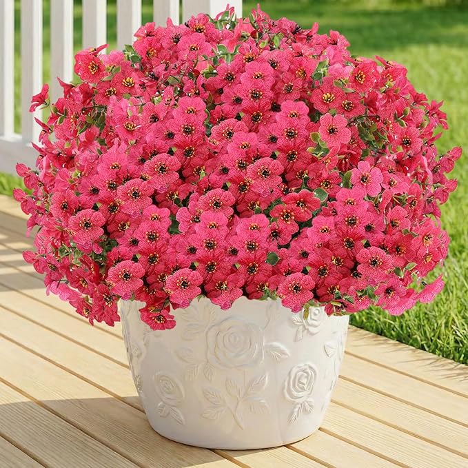 Artificial Flowers for Outdoor, Silk Flowers No Fade Fake Plastic Flowers UV by LetuoClipsClipsandHooks
