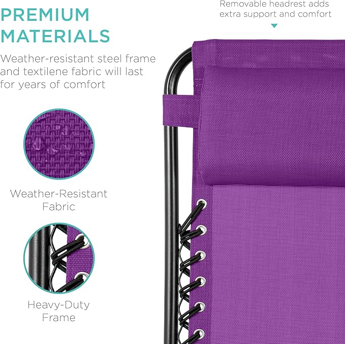 Best Choice Products Set of 2 Adjustable Steel Mesh Zero Gravity Lounge Chair - Image 7