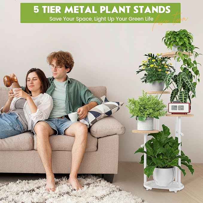 TOSKING 5 Tier Metal Plant Stand Indoor， Plant Shelf, Corner Shelf Flower Pot - Image 2