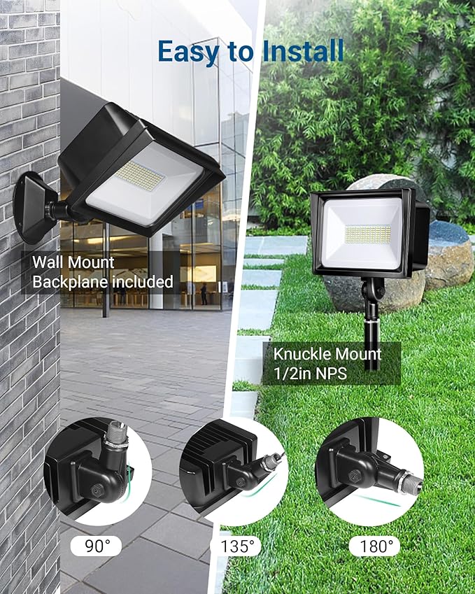 DEWENWILS 2-Pack 65W LED Flood Light Outdoor, 6670 LM Super Bright Security - Image 3